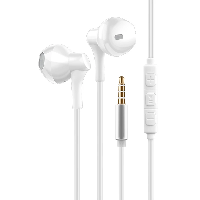 3,5 мм проводные стерео бас наушники с микрофоном Проводная игровая гарнитура для телефонов samsung Xiaomi Iphone Apple наушники - Цвет: Белый