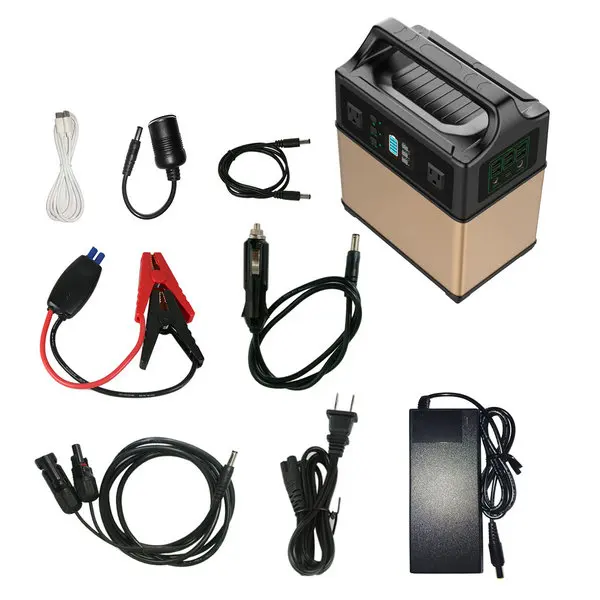 Portable Generator Power Station 400Wh Solar Generator 2AC Outlet 300W Lithium Emergency Battery for Outdoor AC/Car/Sun Recharge portable battery charger