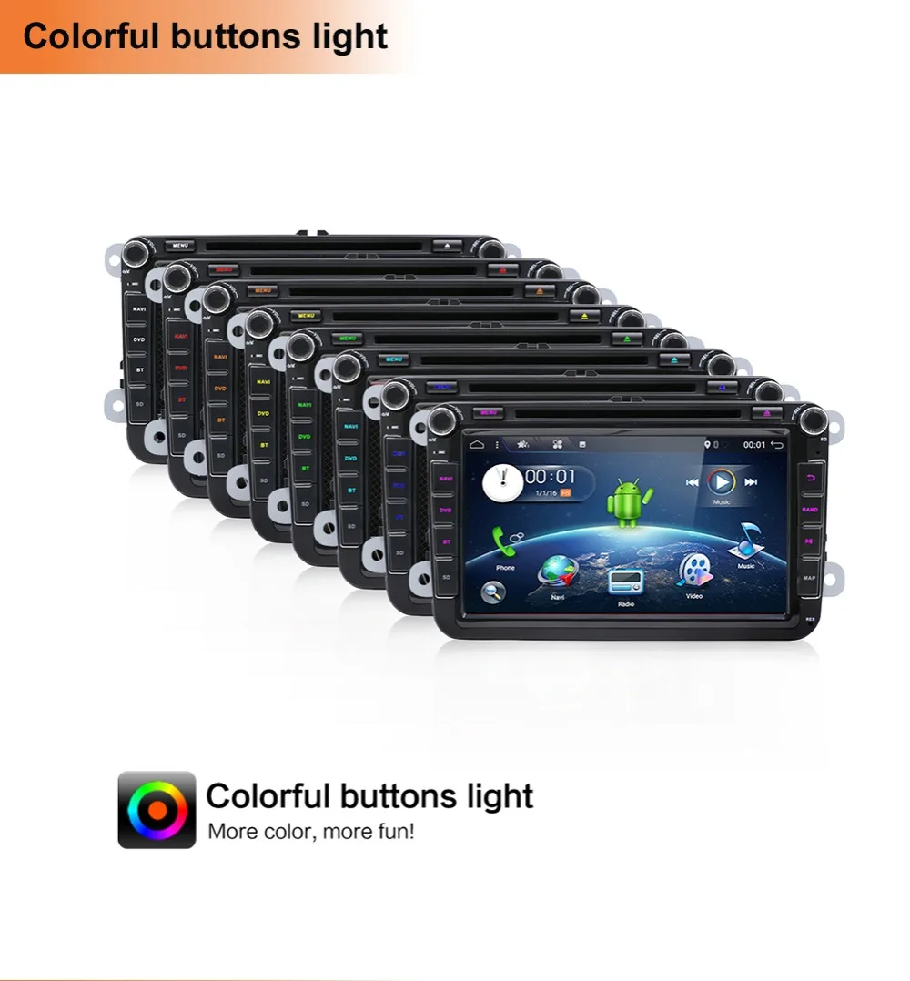 Perfect Octa Core Autoradio 2 din 8" Android 8.1 Car DVD radio player for VW/Golf/Passat/POLO/Tiguan/Skoda/Fabia GPS 3G wifi SWC BT 5