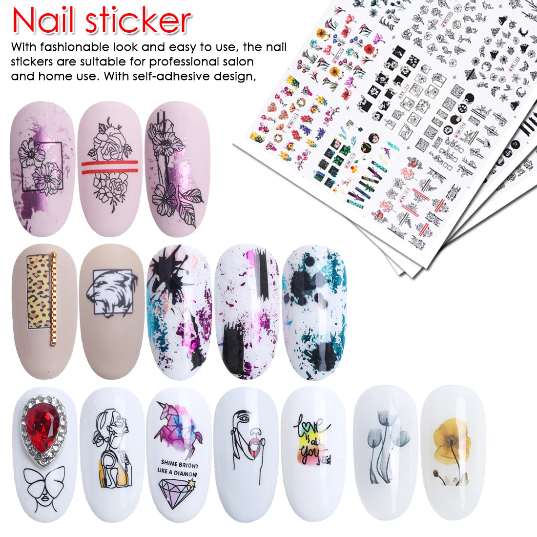 

Nail Stickers On Nails Hollow Line Drawing Slider Watermark 1 Set Abstract Decoration Wrap Manicure Nail Art DIY Salon Use