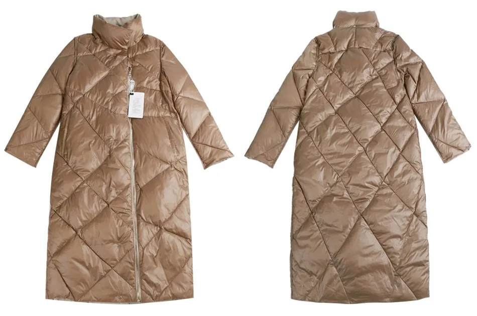 Женская зимняя куртка модная одежда Распродажа длинная стеганая парка утиный пух перья корейский стиль теплая для женщин