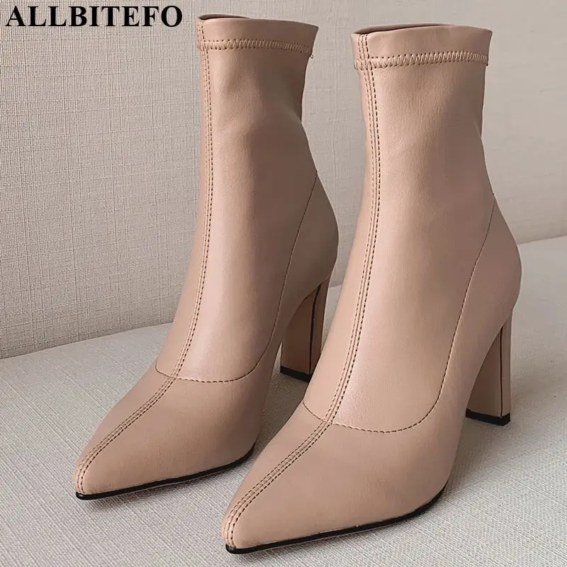 ALLBITEFO fashion sexy high heels night club party women boots 6 color ankle boots for women autumn girls boots ladies shoes