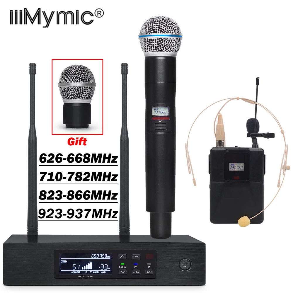 UHF беспроводной микрофон QLXD4 с летным чехол! Истинное разнообразие боди+ лацканы+ гарнитура+ ручной микрофон 58A для сцены