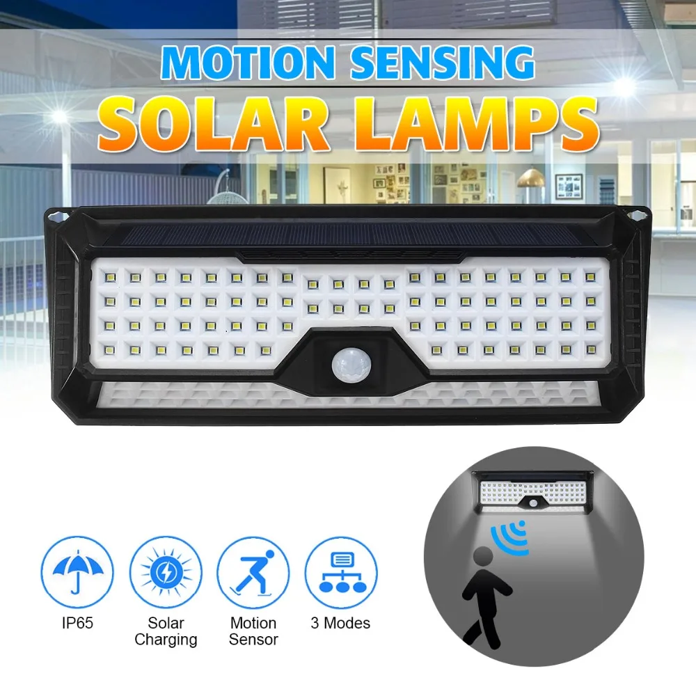 

Mising IP65 Waterproof 136 LED Solar Light 2835SMD White Solar Power Outdoor Garden Lighting PIR Motion Sensor Pathway Wall Lamp