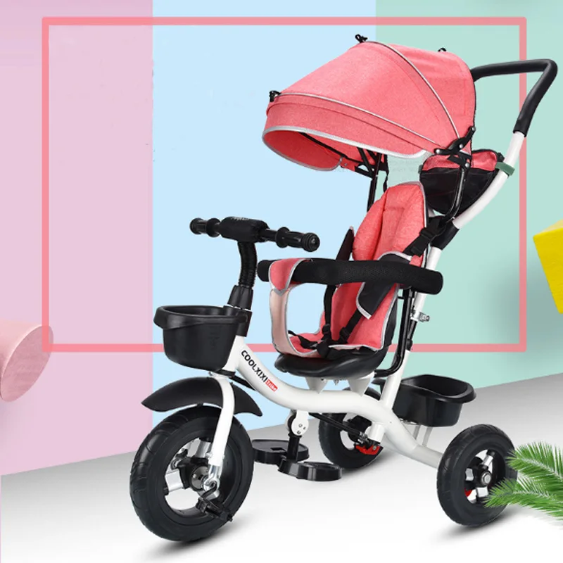  4 In 1 Baby Kids Reverse Toddler Tricycle Bike Trike Ride-On Toys Stroller Prams Baby Car Seats Str