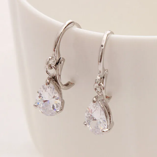 2017 New Summer Style Clear Austria Crystal Silver Clip Dangle 2017 New Summer Style Clear Austria Crystal Silver Clip Dangle Earrings For Women Charm Aretes Pierced