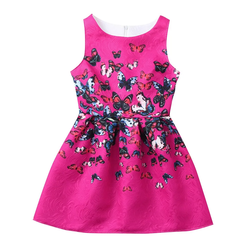 Детские платья трапециевидной формы для девочек; одежда с принтом бабочек для подростков; коллекция года; повседневная детская одежда; vestido infantil - Цвет: Оранжевый