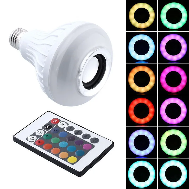 

Newest 12W E27 LED RGB Wireless Bluetooth Speaker Bulb Light Music Playing Lamp+Remote Controller @8