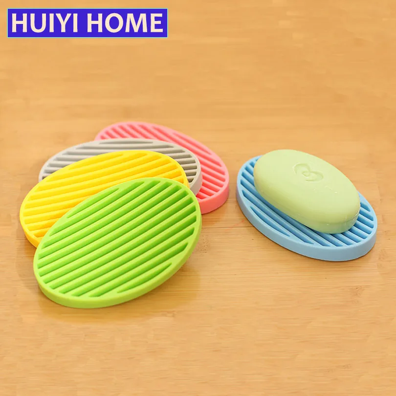 

Kitchen Soap Dish Holder Silicone Drainer Drying Rack Bathroom Accessories Organizer Storage Shelf EGN329