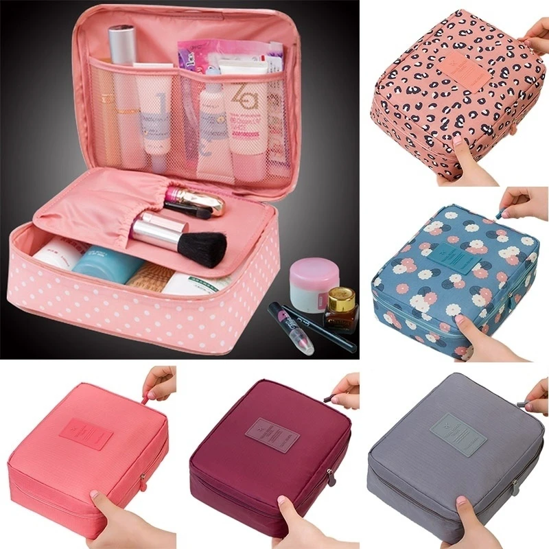 

Women Makeup Bag Oxford Zipper Large Cosmetic Bag Case Storage Handle Organizer Multifunction Travel Waterproof Wash Bag