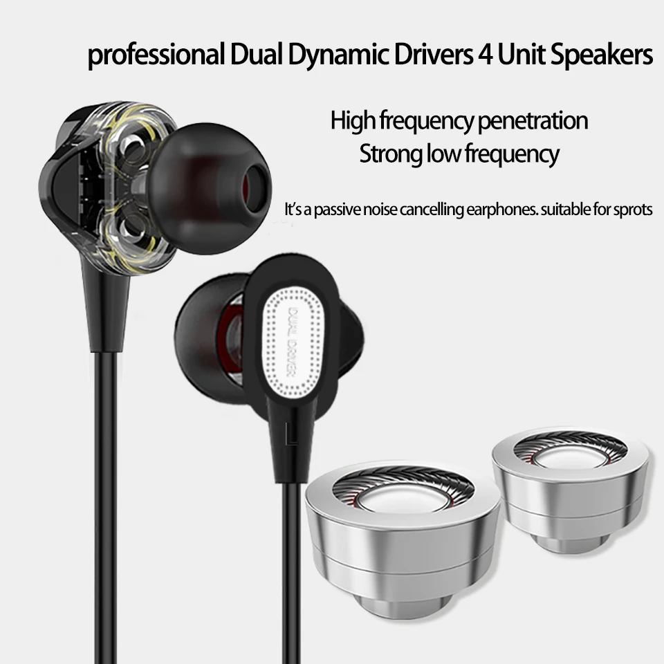 

Sport Running Bluetooth HIFI Stereo In-ear Earphone Dual Dynamic Bluetooth 4.1 Headset Earbud For Smartphone Ipod Laptop QL Red