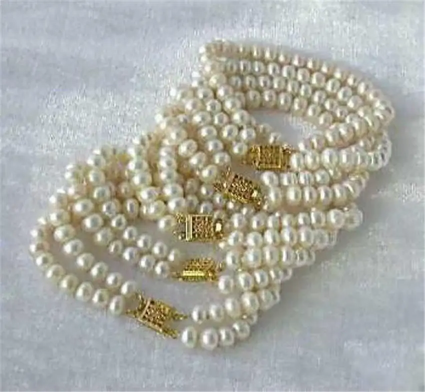 

New Wholesale 5PC 7-8mm White Akoya Cultured Pearl Bracelet 7.5" AS+SQ+A+S