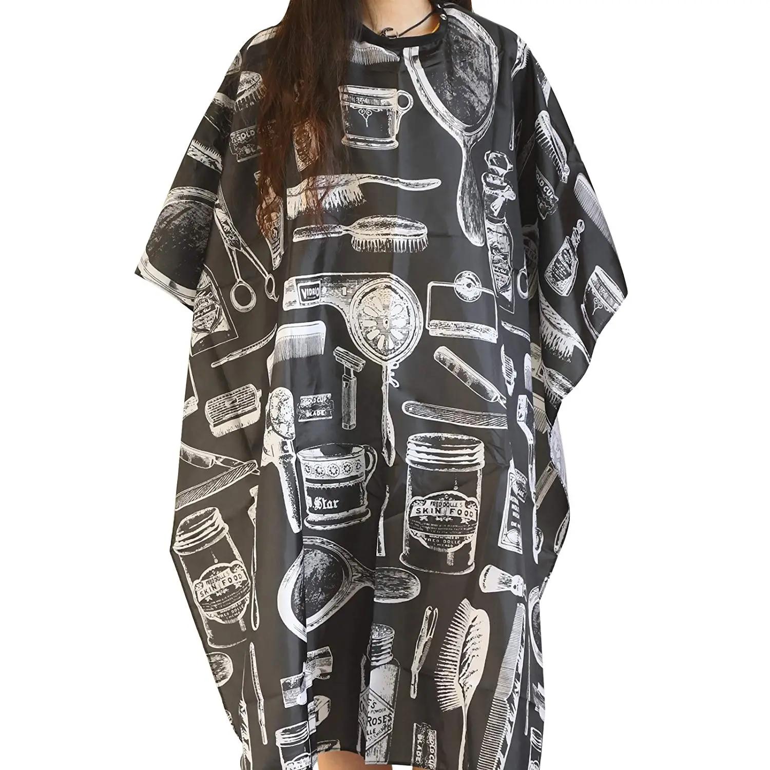 Cape Adult Black Blouse with Patterns For Hairdressers Barbers Perfect for Cutting Coloring Clarifying etc. | Красота и здоровье
