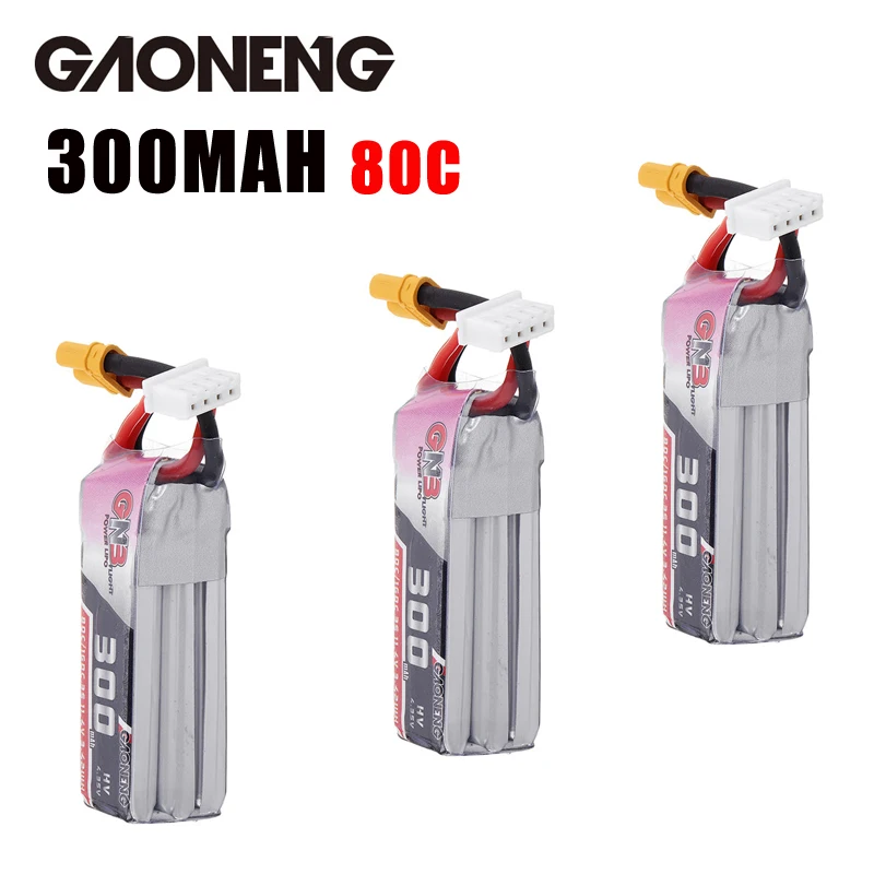 

1/3/5PCS Gaoneng GNB 11.4V 300mAh 80C 3S XT30 Plug Lipo Battery for URUAV UR85/UR85HD Mobula7 HD Sailfly-X RC Drone Parts Accs