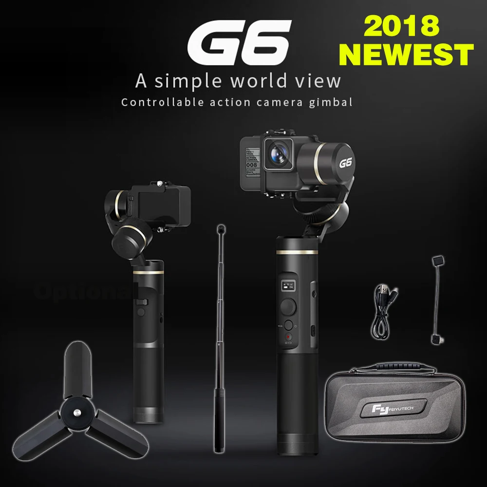 Feiyutech feiyu G6 Gimbal Feiyu действие Камера Wi-Fi, Bluetooth OLED Экран угол для Gopro Hero 6 5 4 RX0 xiaomi yi sony