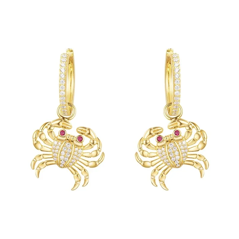 

ZOZIRI monaco jewelry gold zircon sea crab earrings ,925 sterling silver 3a cubic zircon seacrab searrings famous brand jewelry