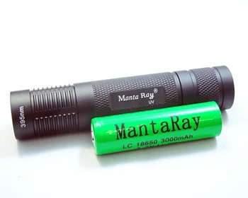 

Manta Ray 395nm UV LED Flashlight Small Straight Tube UV Flashlight +1x18650+1xCharger