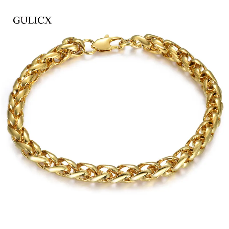Женский и мужской браслет GULICX из нержавеющей стали золотого цвета для вечеринок