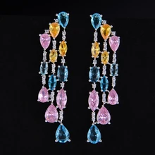 GODKI тонкий УФ-фильтр 49 мм с 3 линии геометрический палка микро инкрустация кубическим цирконием Для женщин Свадебные вечерние Обручение вечерние серьги ювелирные изделия