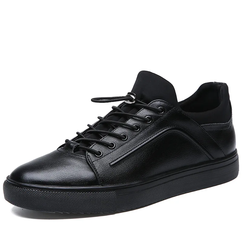 

Mingpinstyle Casual shoes Cow Leather Men's Shoes New Fashion Men's Top Layer Black