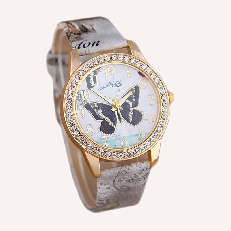 

Ladies Casual Watch Beautiful Full Rhinestone Quartz watch Women Butterfly dress Wristwatch female clock hours montre femme drop