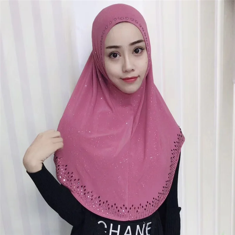 Мусульманские платки готовы носить хиджаб мгновенные Стразы аль-Амира Муслима Шаль Исламская повязка на голову головной убор