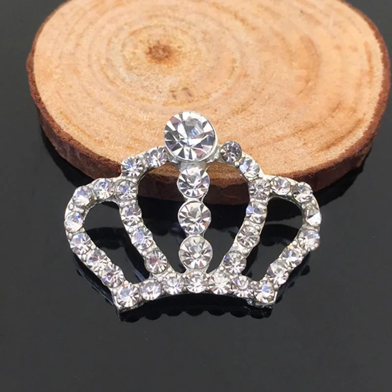 2015New, 50 шт в наборе, Императорская корона из страз пуговицы для украшения Кнопка DIY Аксессуары HZ163 - Цвет: Silver
