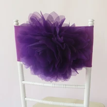 100 шт. фиолетовый лента на стул из органзы с фиолетовыми цветами и эластичная повязка на стул фигурка скамейки крышка Цветочная рама стула