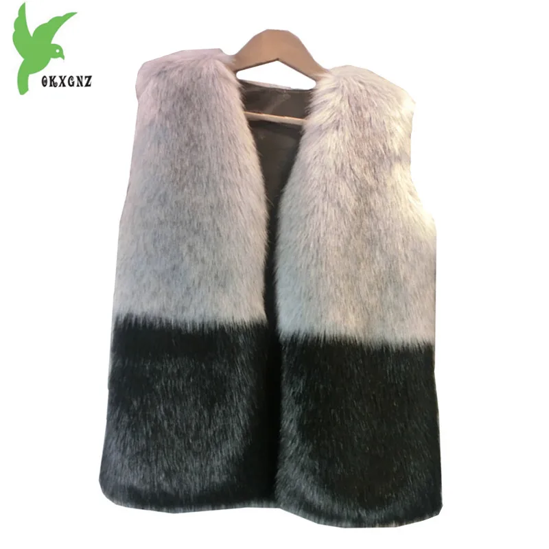 2018 Faux Fur Vest Jackets Women's Autumn and Winter Fox fur Waistcoat Outerwear Plus size Sleeveless Slim Vest Coats OKXGNZ1575