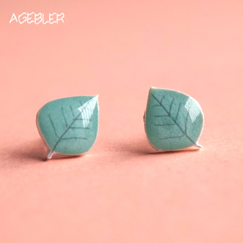 

2017 Fashion Leaf Earrings For Women gifts DIY Jewelry Kids Stud Earrings 925 Sterling Silver Pin Magnet Brincos Spring