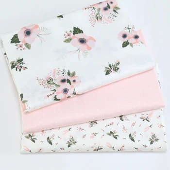 

Pink Floral Printed Diy Twill Cotton Fabric for Patchwork Sewing Craft Home Textile Tilda Doll Baby Cloth Telas Patchwork Tissue