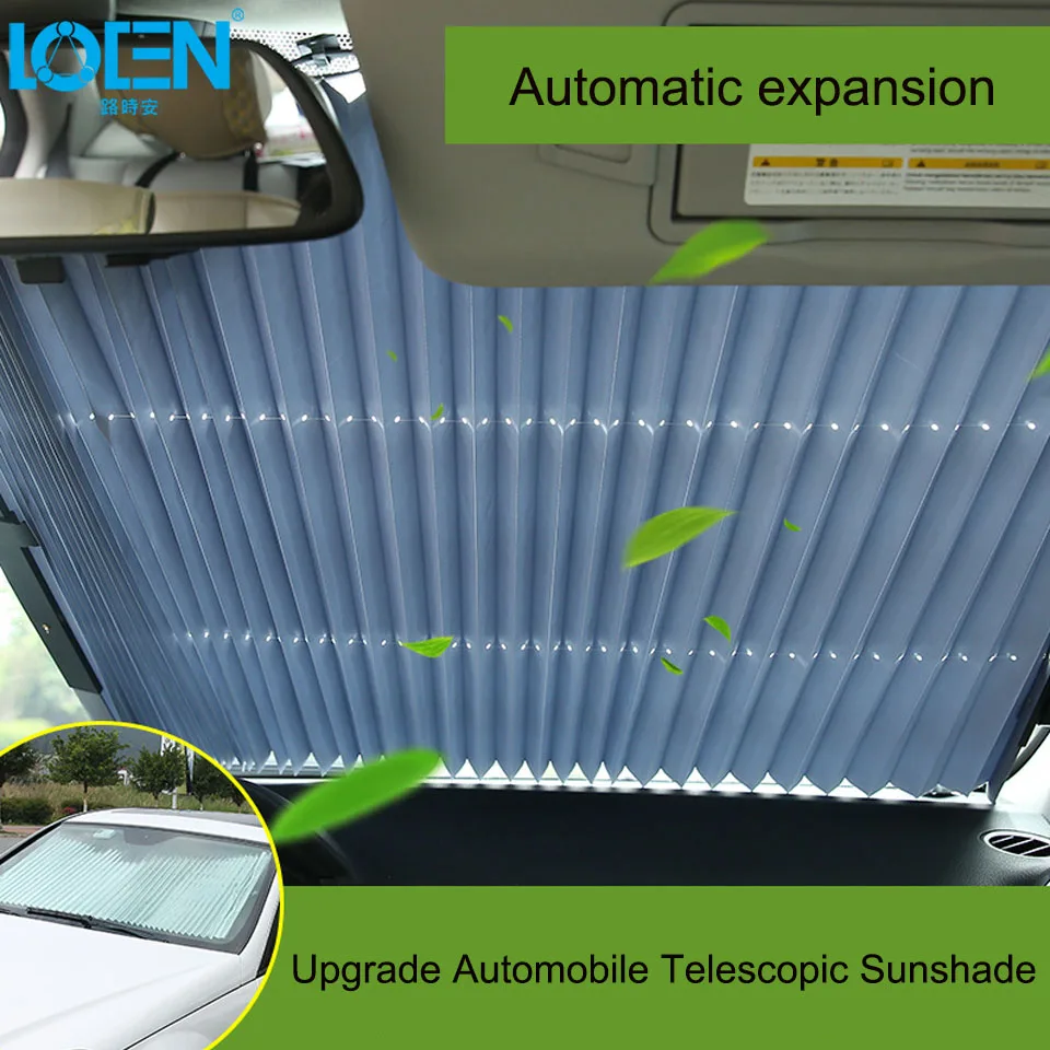Car Retractable Curtain UV Protection Front Windshield Visor Sun Shade 65x150cm