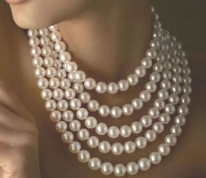

Charming 60" AAA 8-9mm genuine south sea white pearl necklace