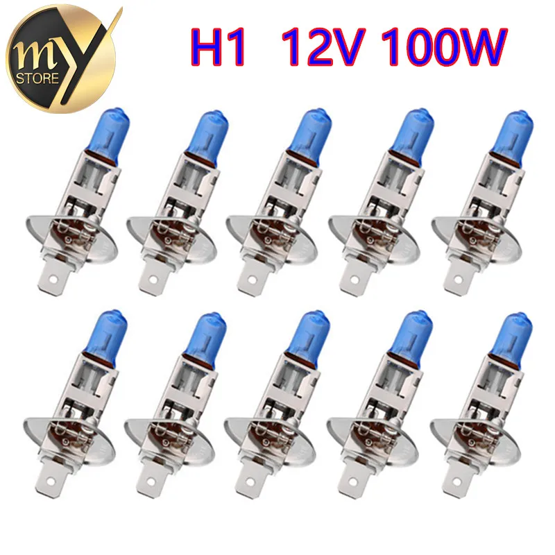 10pcs H1 100W 12V Halogen Bulb Super White Fog Lights High Power Car Headlight Lamp Light Source parking 6000K | Автомобили и