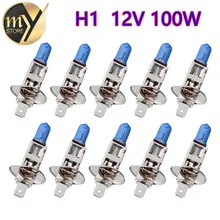 10pcs H1 100W 12V Halogen Bulb Super White Fog Lights High Power Car Headlight Lamp Car Light Source parking 6000K