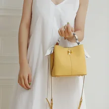 Модная Сумка-ведро из натуральной коровьей кожи, сумка на плечо, женские роскошные сумки с цепочкой, маленькие женские сумки, дизайнерская женская сумка-тоут