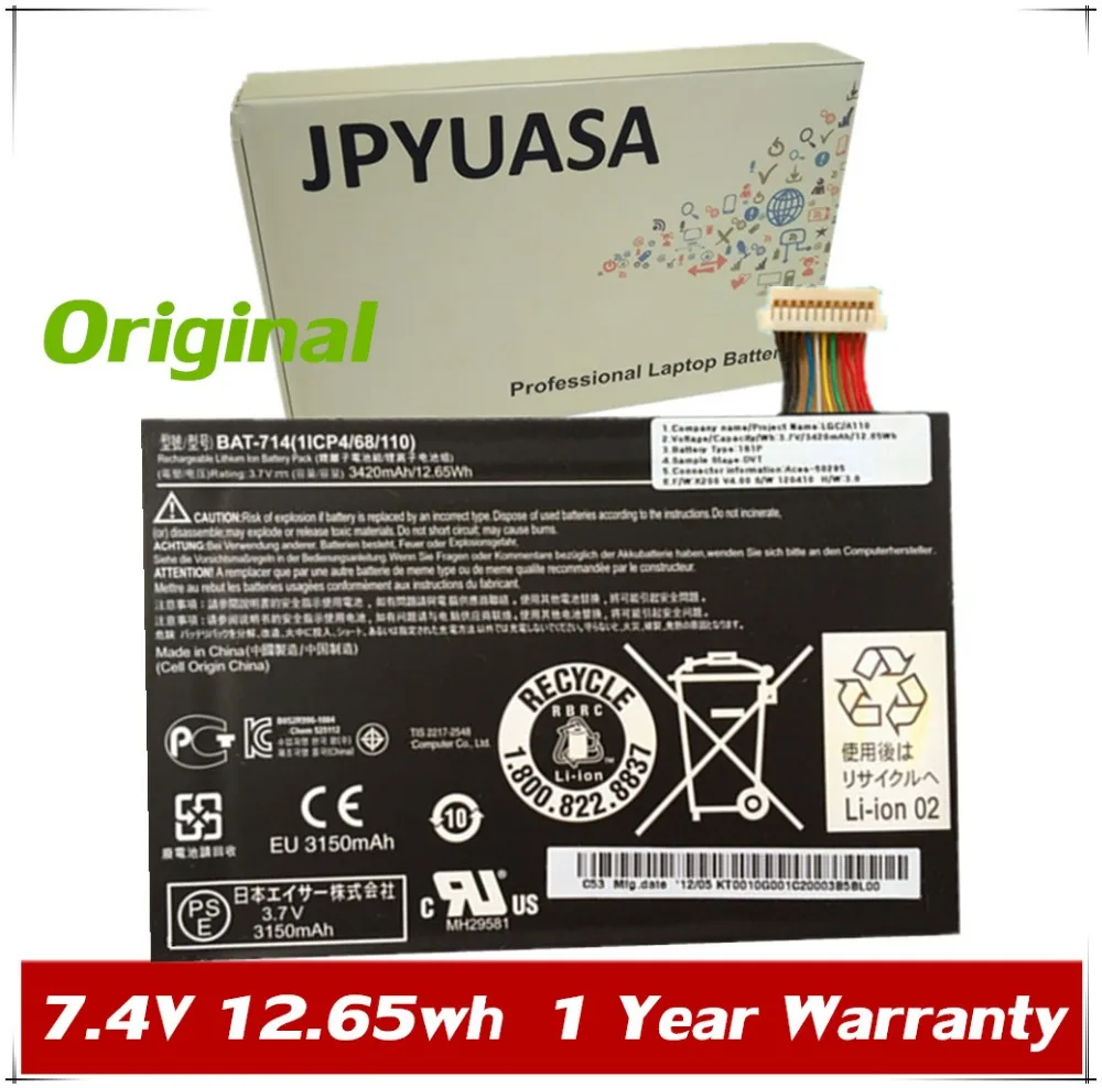 Аккумулятор для ноутбука Acer Iconia Tab A110 KT0010G001 1ICP4/7 4 3420 в 714 мАч 68/110 Втч | Компьютеры и