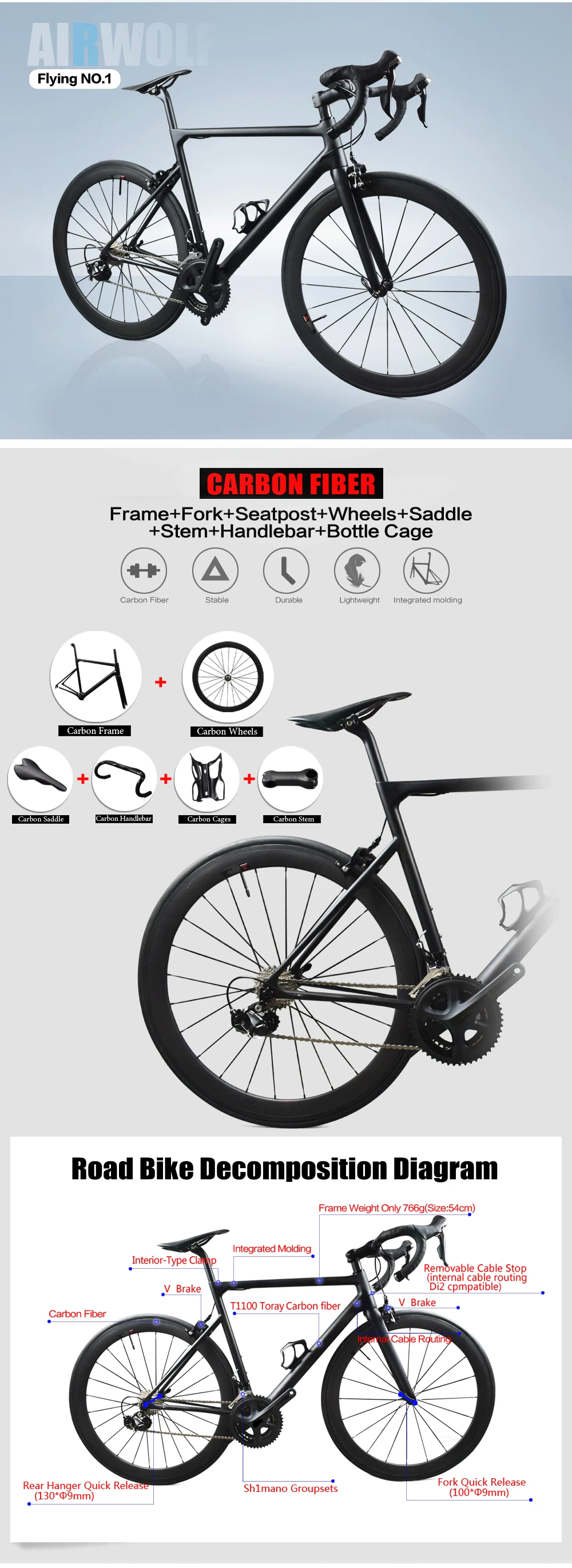 Top Airwolf 700C Carbon Bike Toray T1000 Carbon road bicycle with monocoque frameset,carbon wheels,SH1MANO 5800/R800/9000 bicicleta 2 Top Airwolf 700C Carbon Bike Toray T1000 Carbon road bicycle with monocoque frameset,carbon wheels,SH1MANO 5800/R800/9000 bicicleta 2