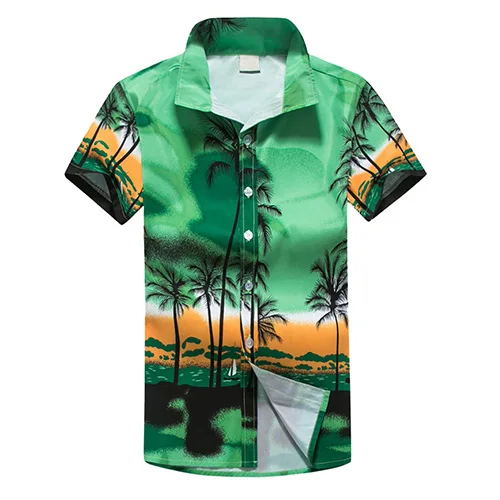 Новинка, привлекательные Гавайские рубашки, тропические мужские рубашки, быстро сохнут, короткий рукав, цветочный рисунок, Одежда для пляжа, отдыха, летняя M-5XL, Y528 - Цвет: green
