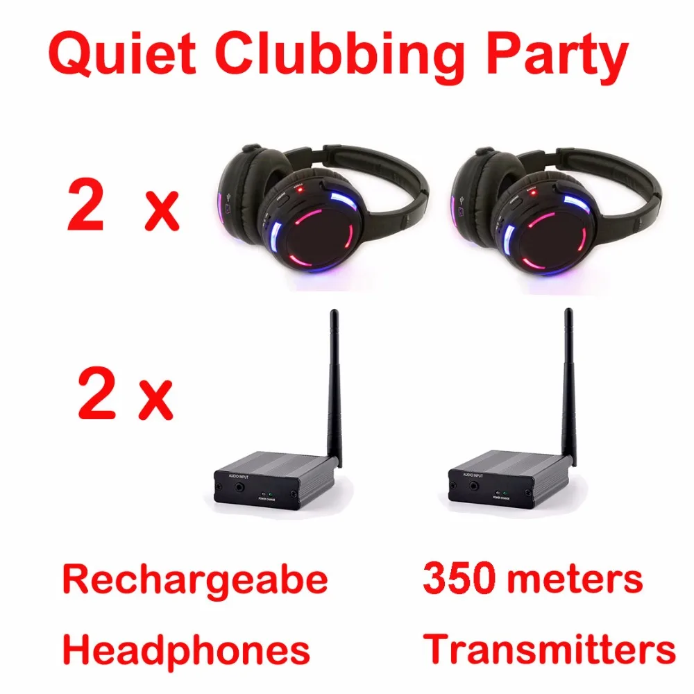 Silent Disco compete system черные светодиодные беспроводные наушники-тихий комплект
