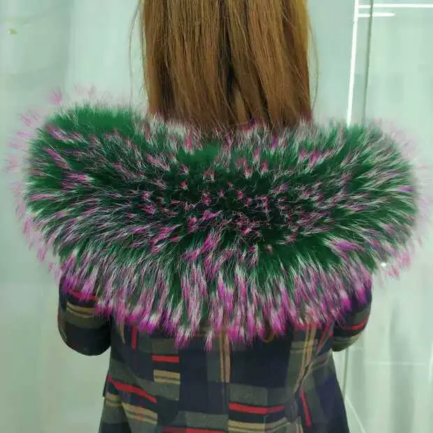 

2019 winter new real super big raccoon colorful stars hair collar one hair three colors