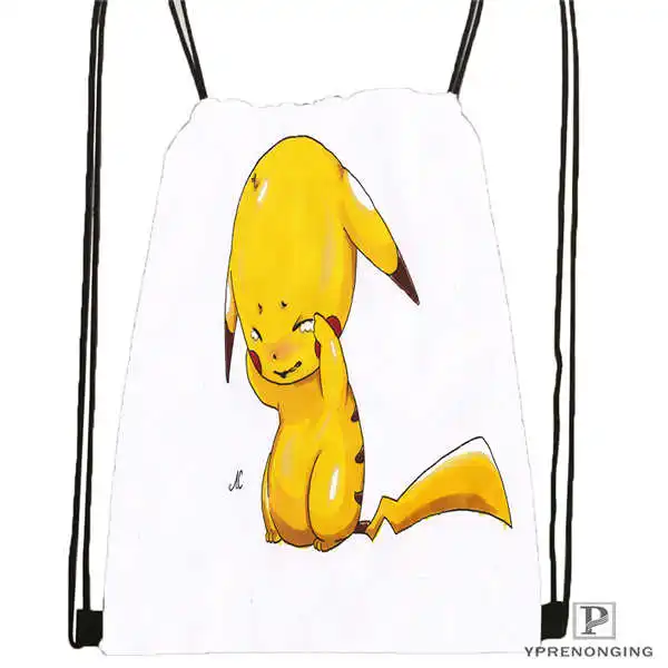Drawstring Backpack На заказ Pikachu Покемон походная сумка на шнурке милый рюкзак для детей(черная спинка) 31x40 см#180531-04-53 - Цвет: Drawstring Backpack