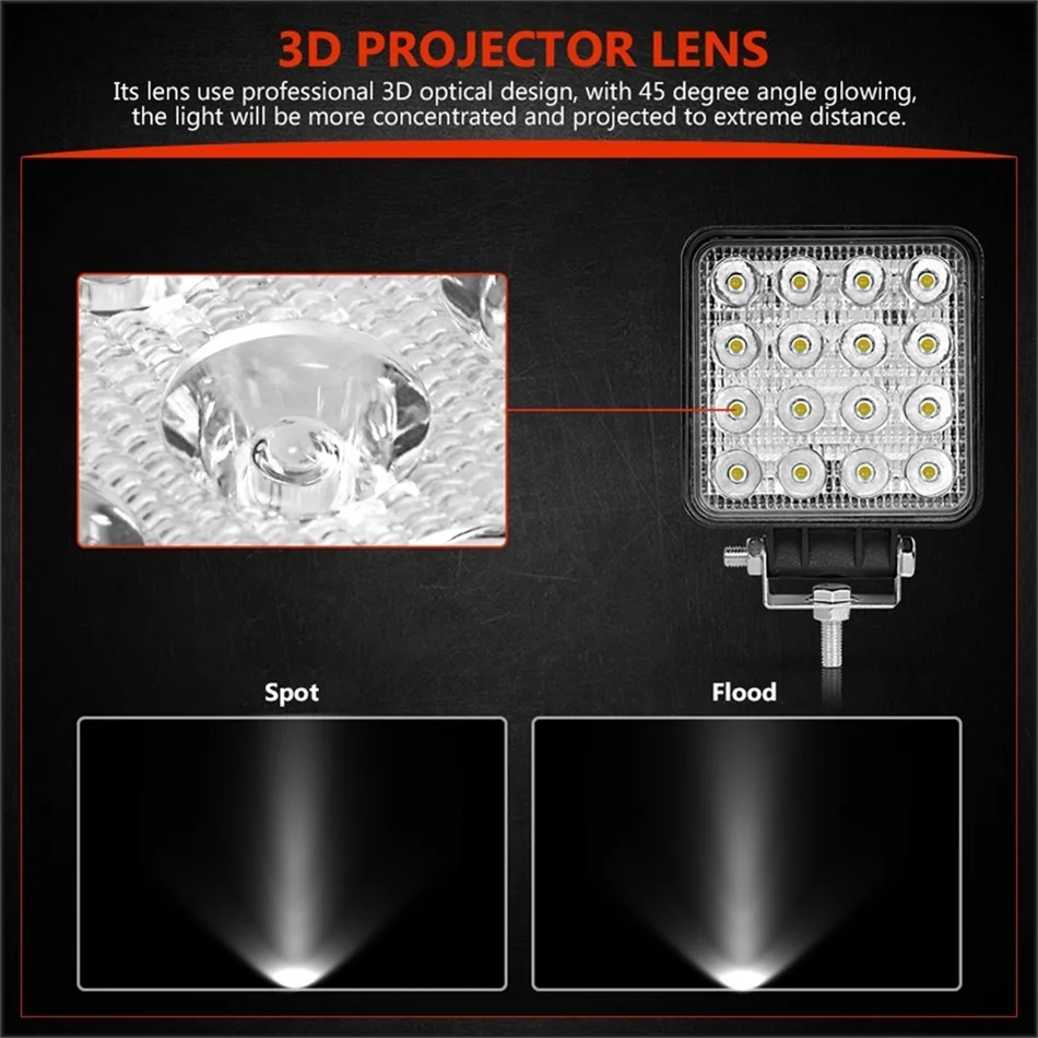 4 inch 48W  Square led work light