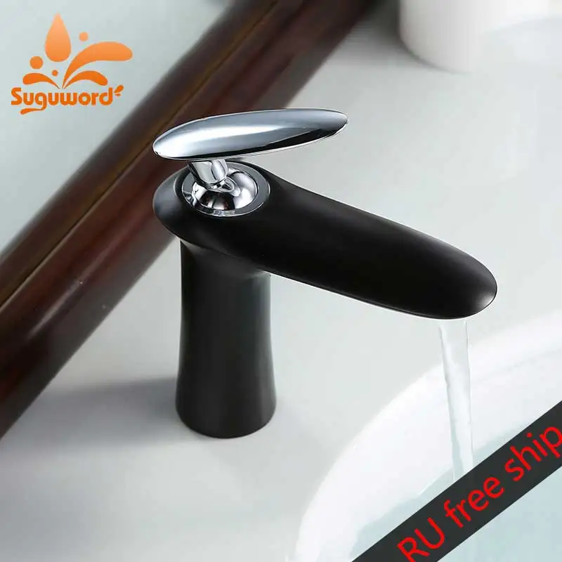

Suguword Fashionable Color Matching Basin sink Faucet Deck Mount Hot Cold Water Sink Tap Single Handle Crane Modern simplicity