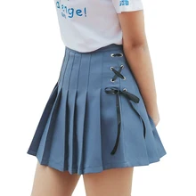 Харадзюку Лолита женские джинсовые юбки корейская мода летняя юбка Kawaii с кружевным бантом розовая Милая плиссированная юбка с высокой талией униформа для женщин