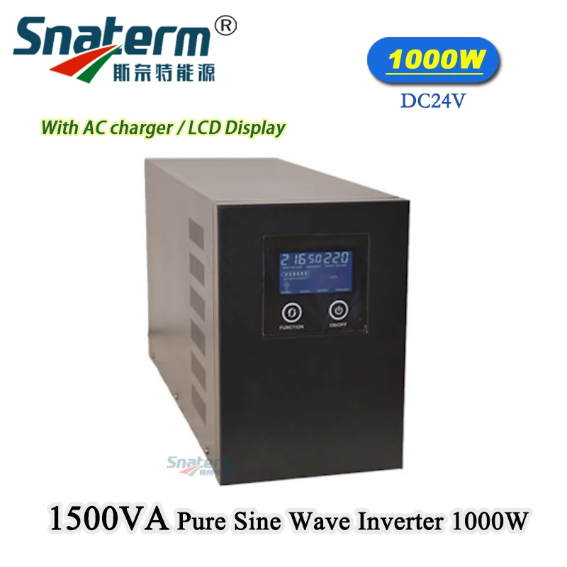 

1000W Pure sine Wave Inverter 12V 24V DC to AC 220 110V UPS Solar off grid power Inverter with LCD Display AC Mains Charger