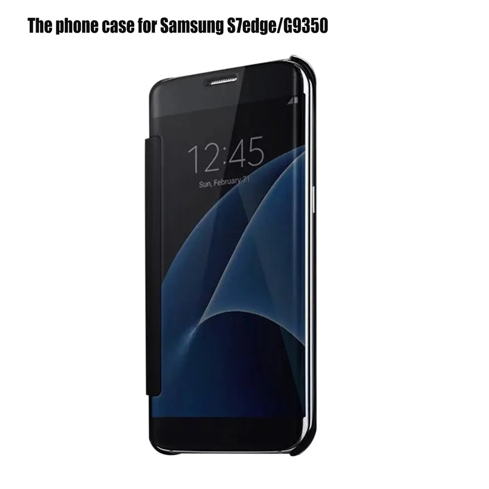 

8 Pcs Smart Window Mirror Surface Intelligent Auto Sleep Awake Flip Type Protective Cover Hard Shell Phone Case Holder Black
