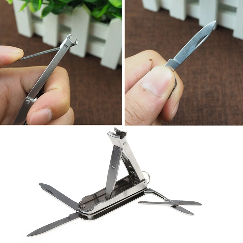 Stainless Nail Clippers Multi Functional Manicure Outdoor Folding Tools