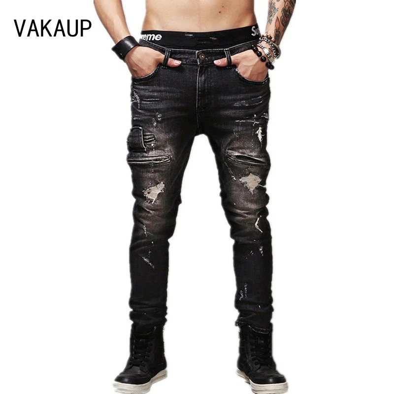 biker distressed denim jeans