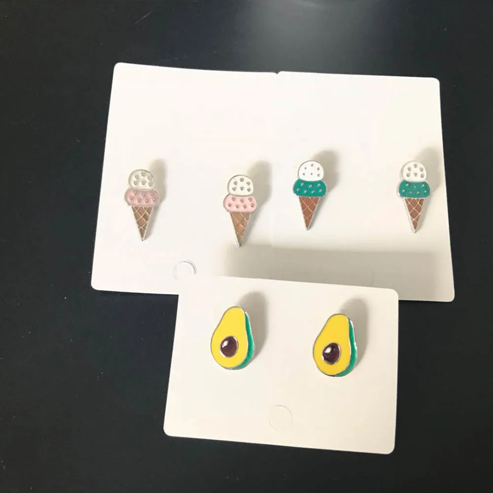 

Cartoon Colorful Lovely Avocado Ice Cream Shape Stud Earrings For Women Girl Alloy Stud Ear Fashion Jewelry